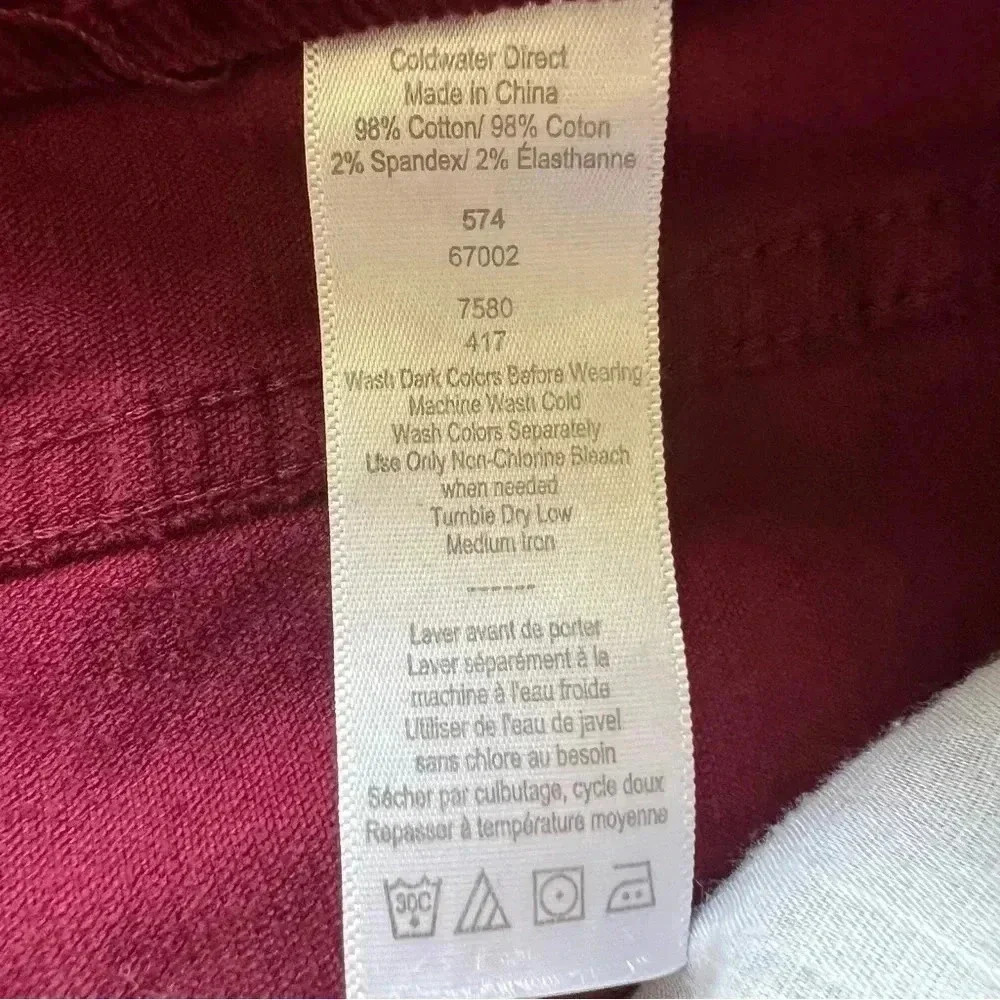 Coldwater Creek Womens burgundy red corduroy pants Size 8 - Picture 8 of 12